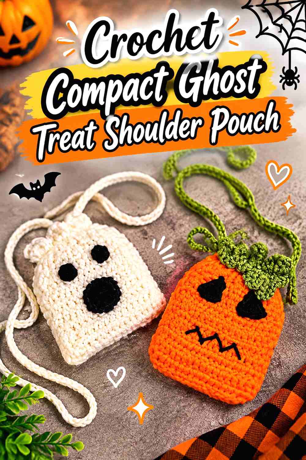 11. Crochet Compact Ghost Treat Shoulder Pouch