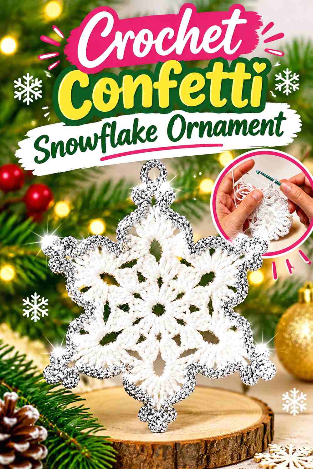 5. Crochet Confetti Snowflake Ornament