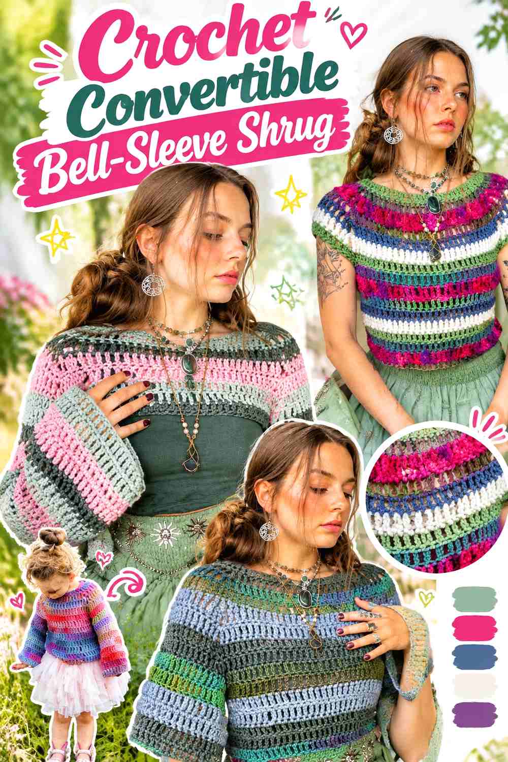 13. Crochet Convertible Bell-Sleeve Shrug
