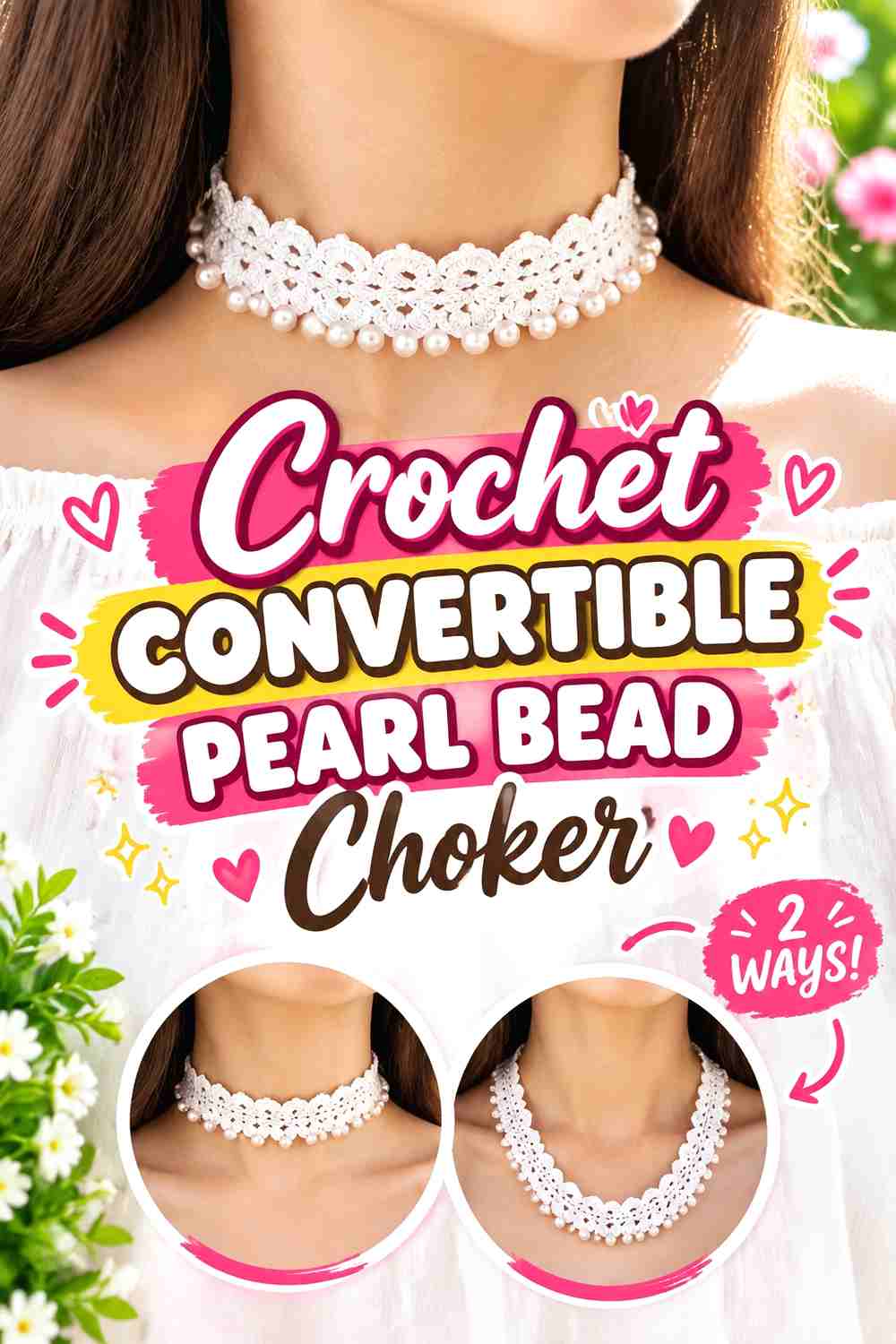 6. Crochet Convertible Pearl Bead Choker
