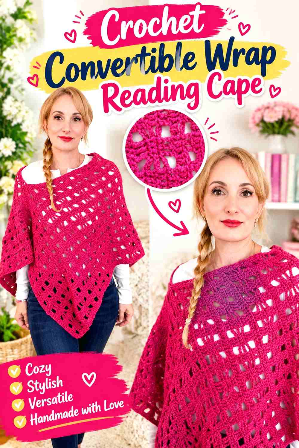 7. Crochet Convertible Wrap Reading Cape