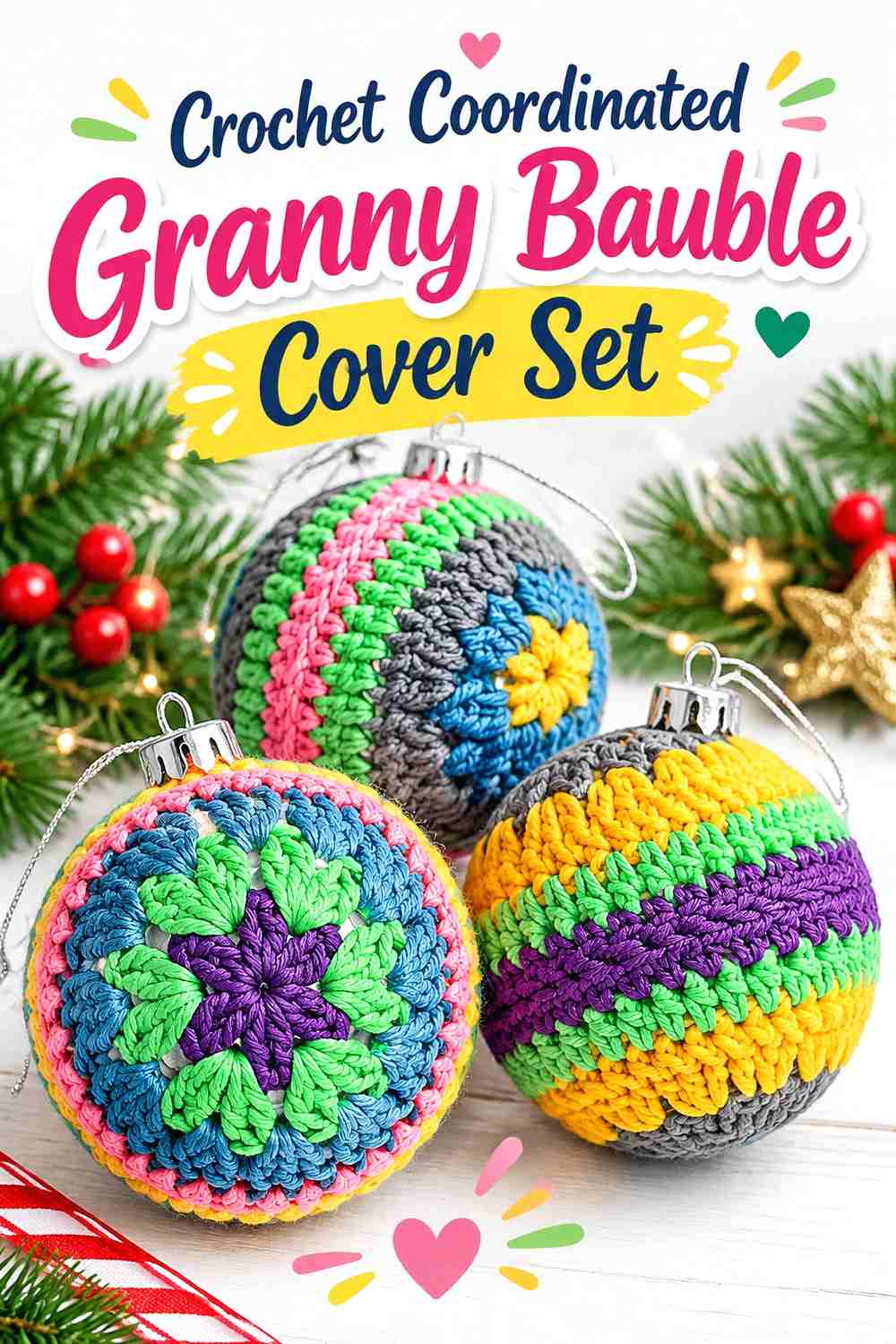 19. Crochet Coordinated Granny Bauble Cover Set