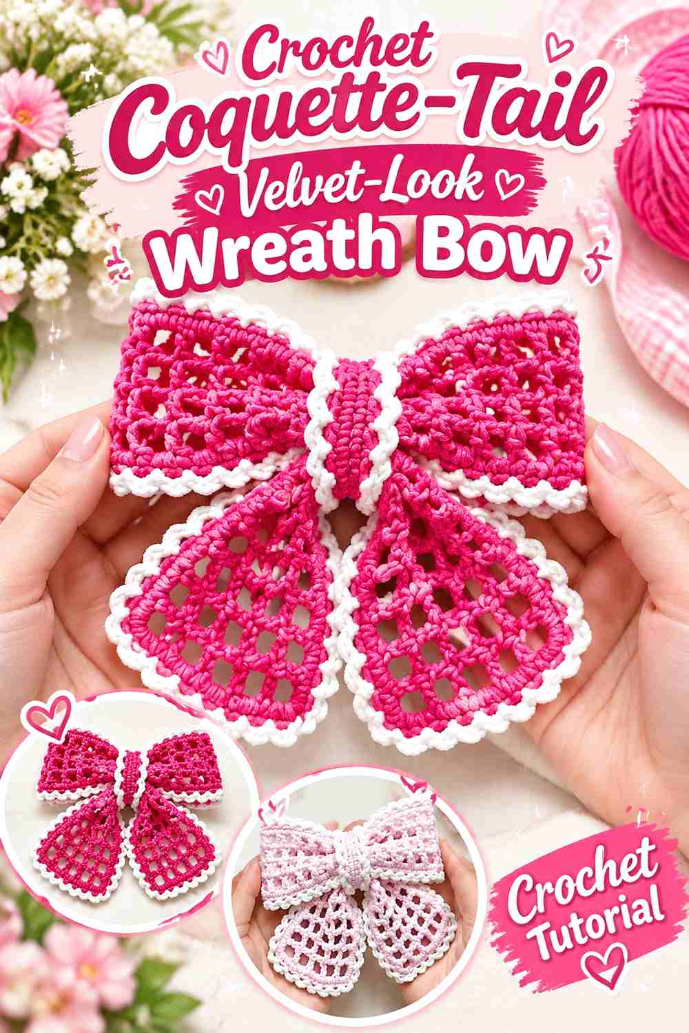 6. Crochet Coquette-Tail Velvet-Look Wreath Bow