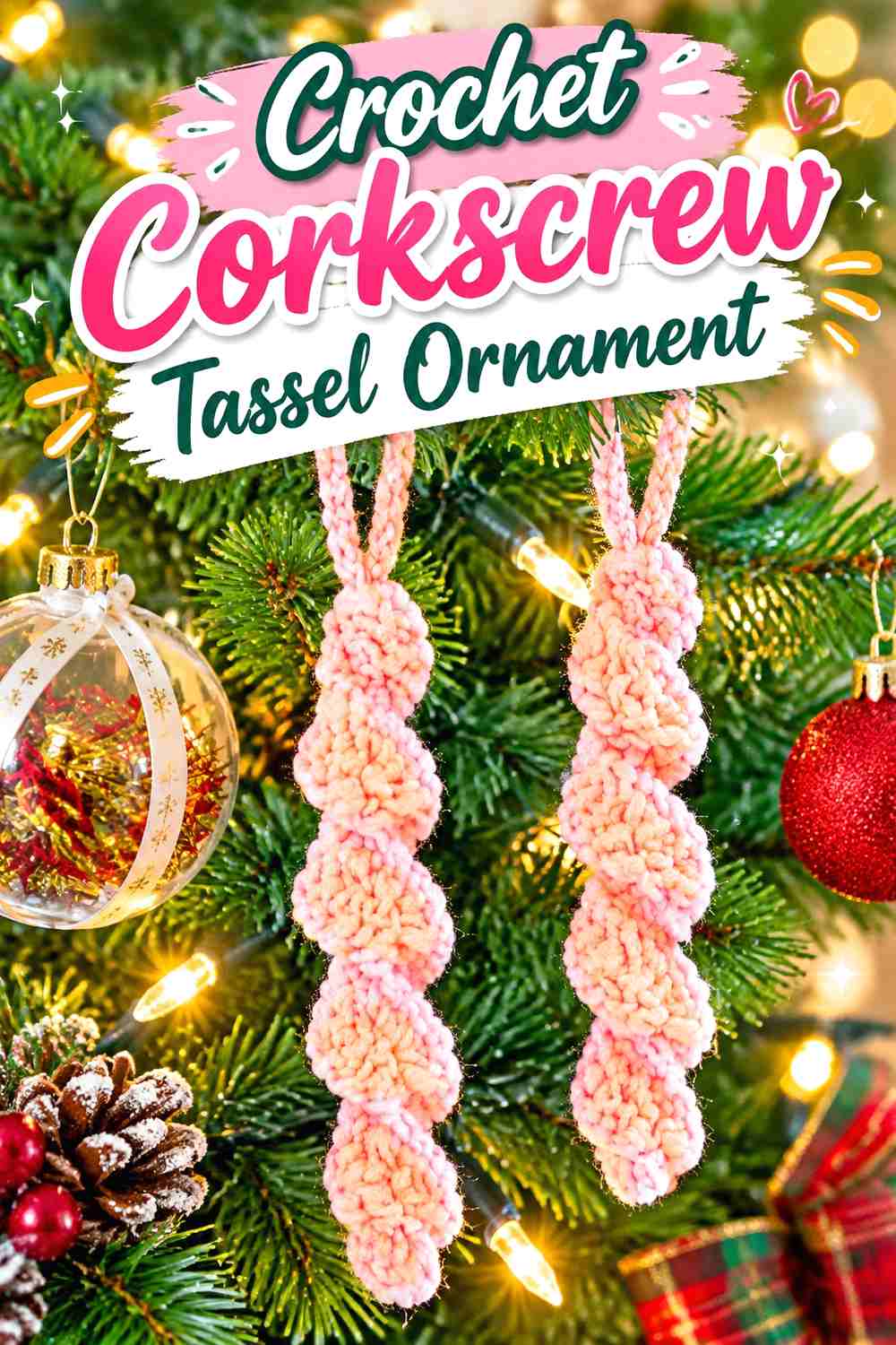 15. Crochet Corkscrew Tassel Ornament