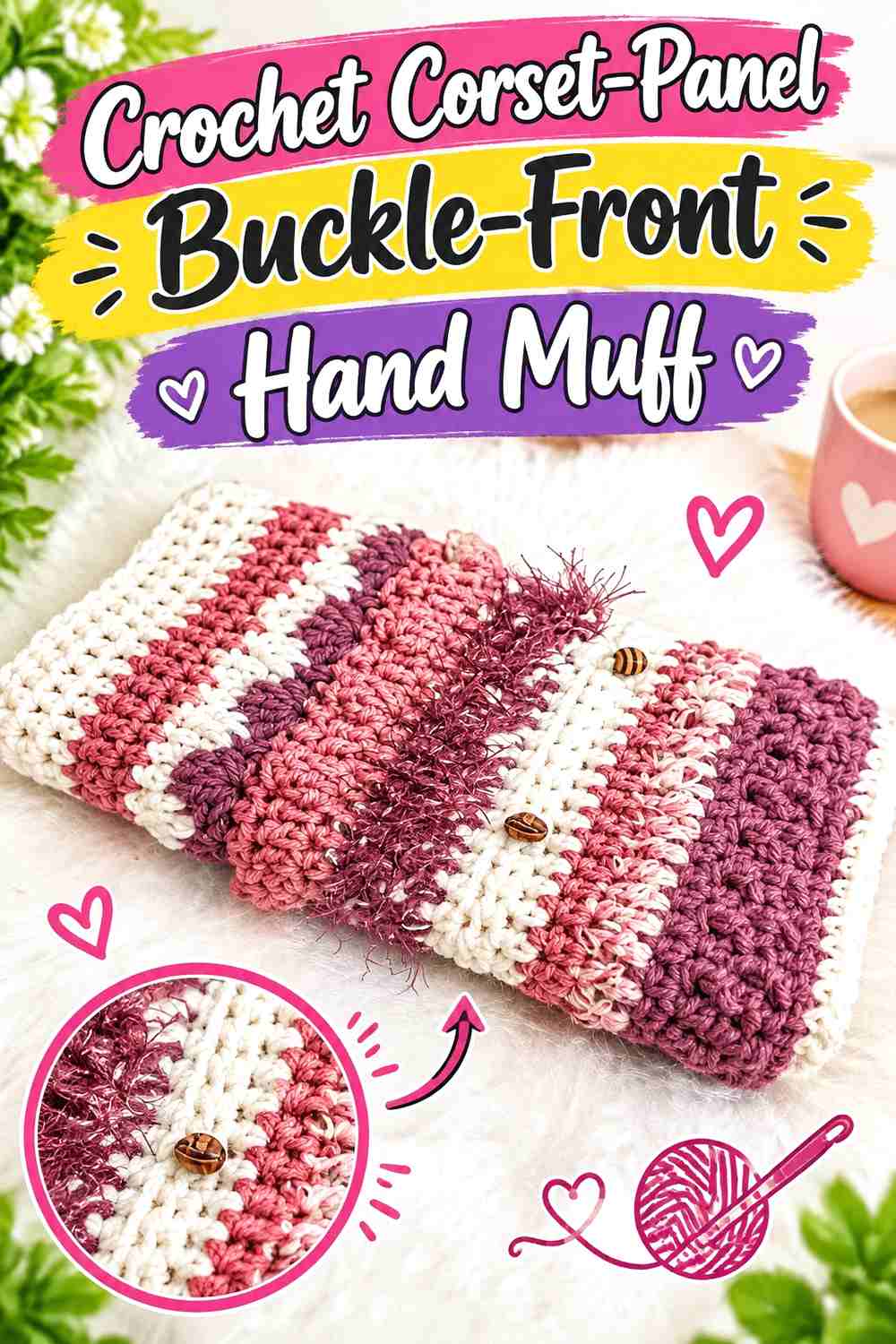 7. Crochet Corset-Panel Buckle-Front Hand Muff