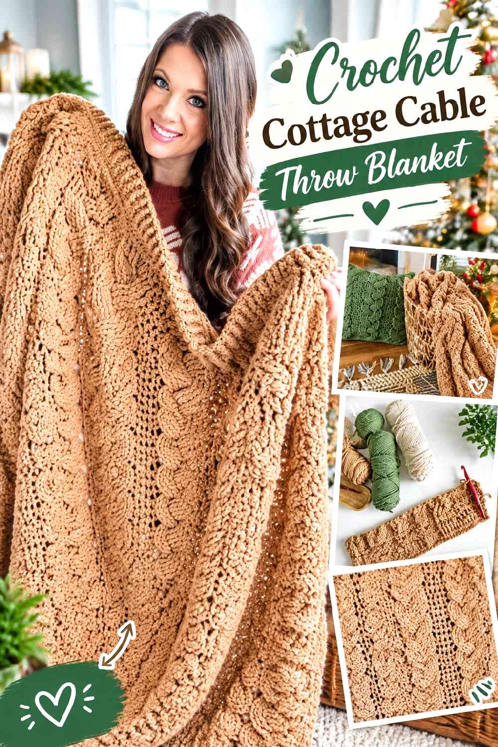 3. Crochet Cottage Cable Throw Blanket