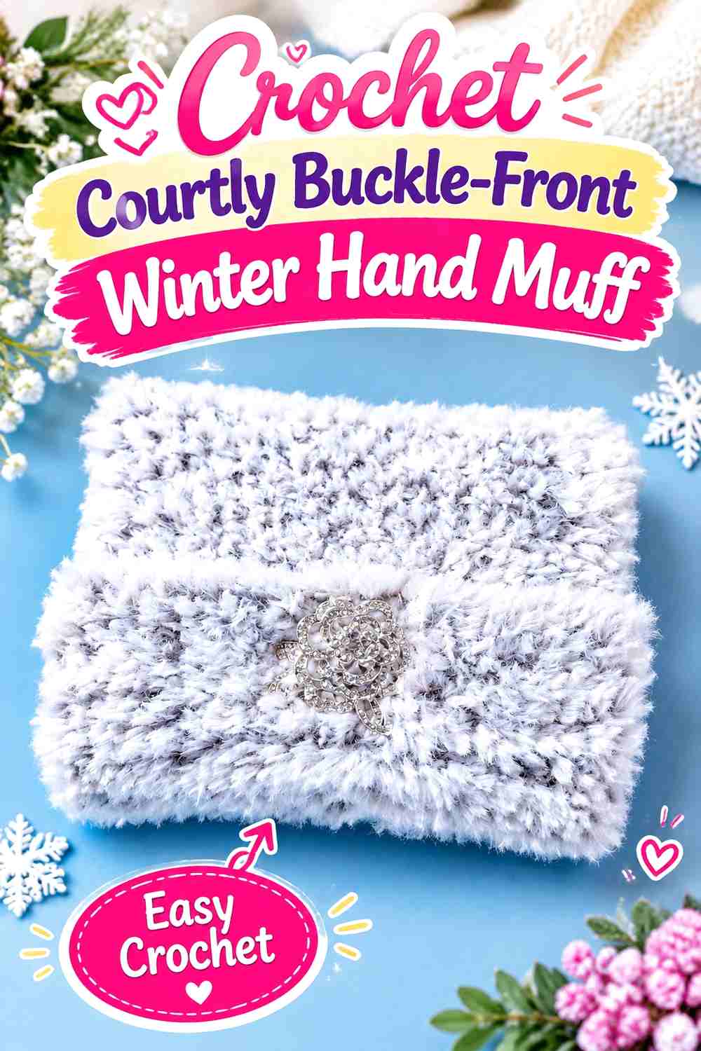 3. Crochet Courtly Buckle-Front Winter Hand Muff