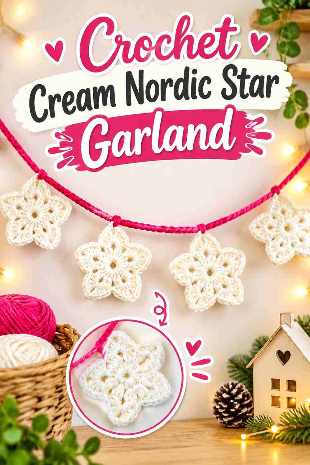 2. Crochet Cream Nordic Star Garland