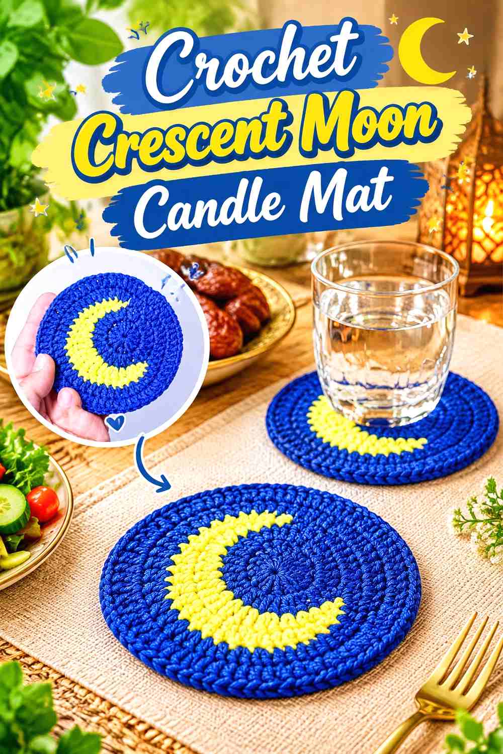 Crochet Crescent Moon Candle Mat