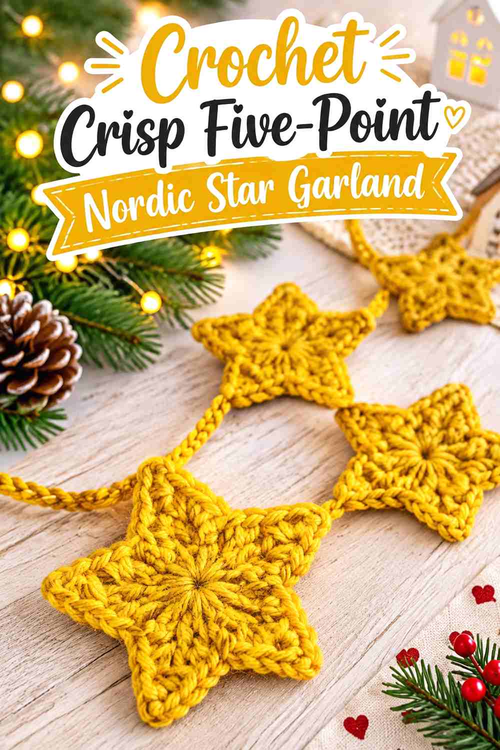 4. Crochet Crisp Five-Point Nordic Star Garland