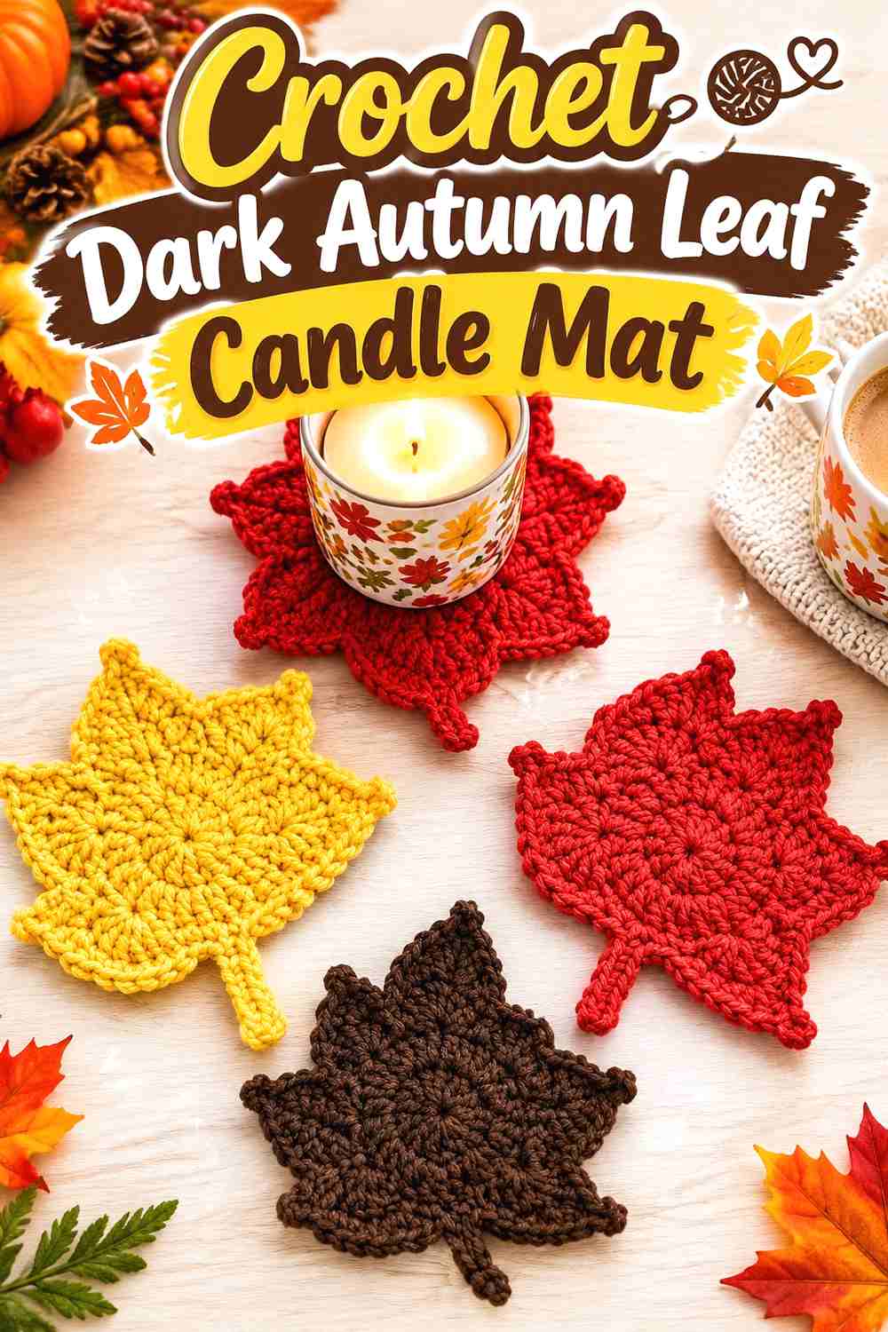 Crochet Dark Autumn Leaf Candle Mat