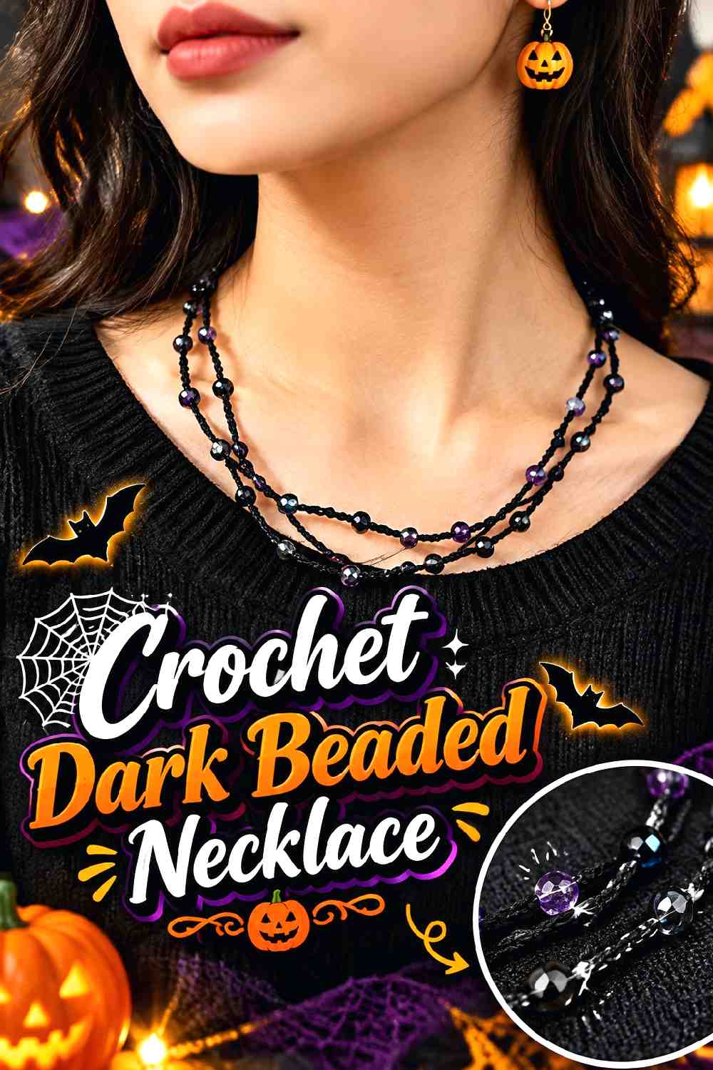 14. Crochet Dark Beaded Necklace