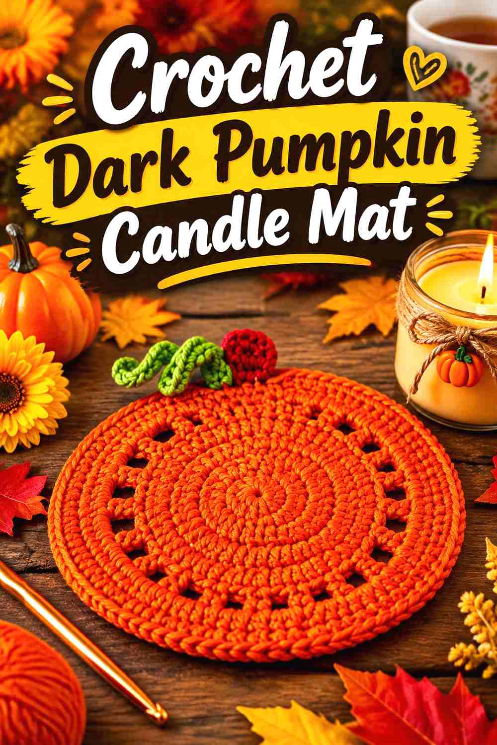 Crochet Dark Pumpkin Candle Mat