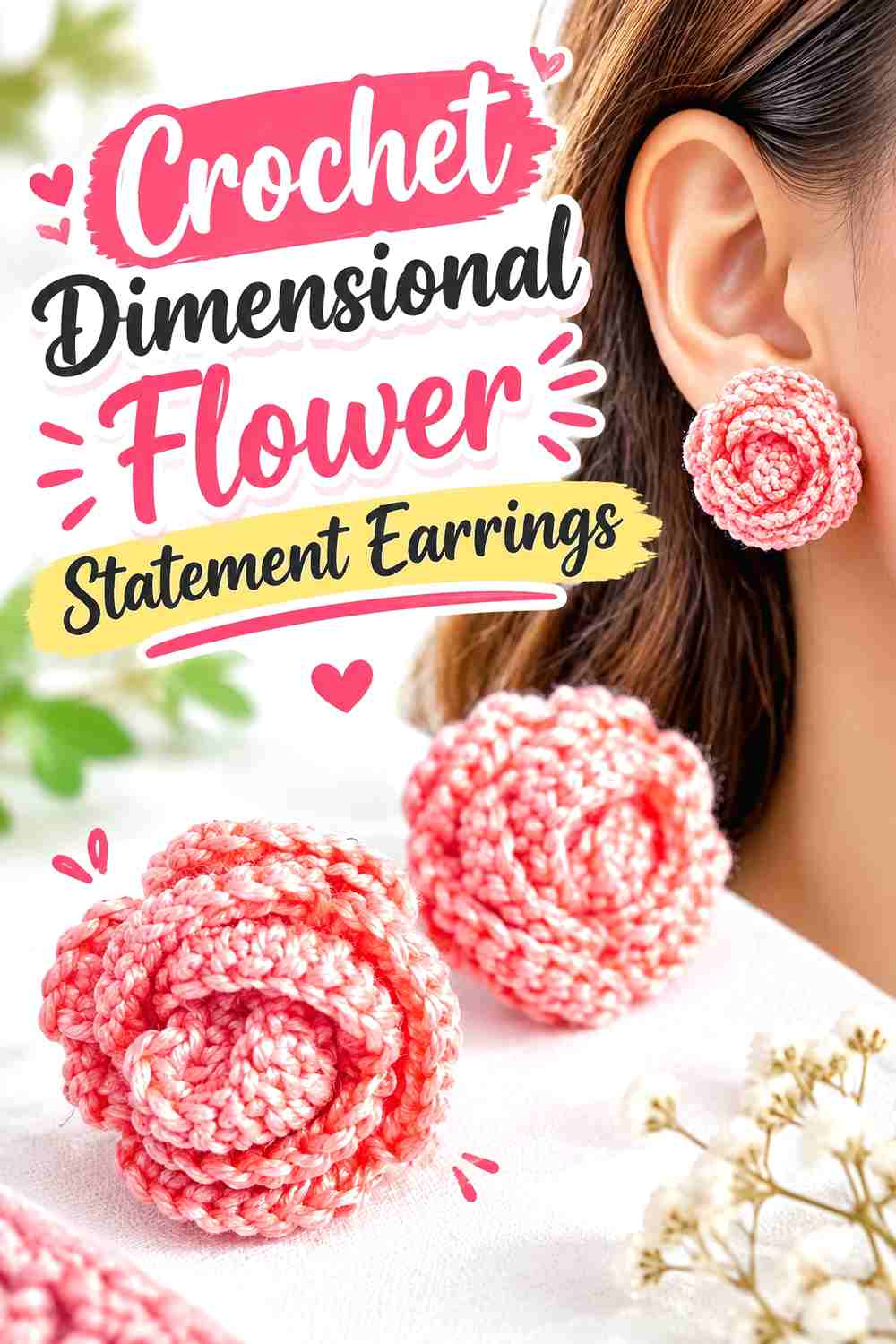 3. Crochet Dimensional Flower Statement Earrings