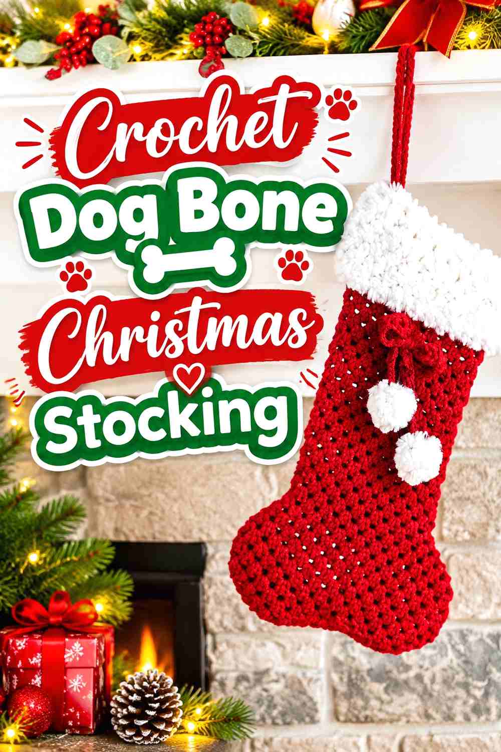 16. Crochet Dog Bone Christmas Stocking