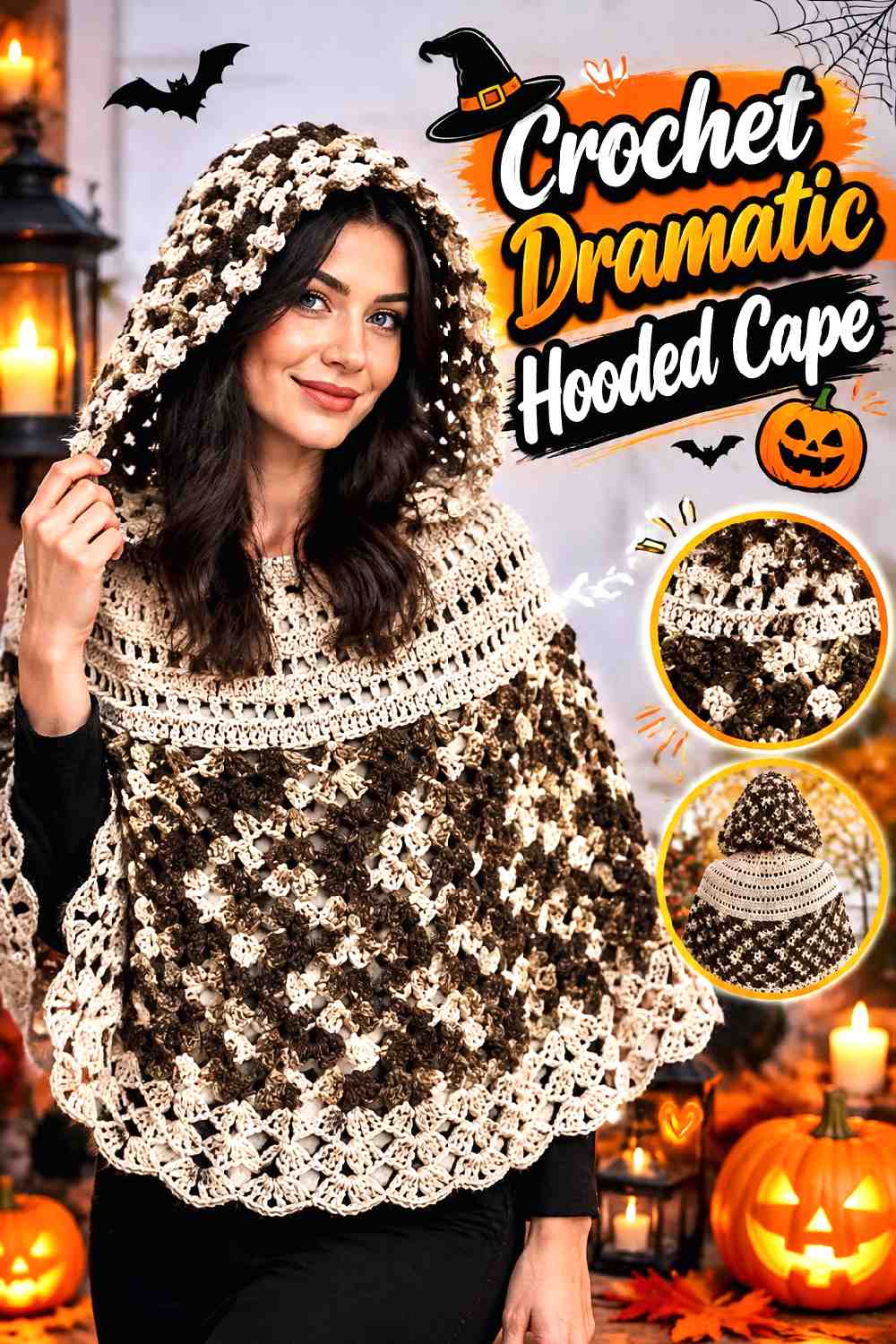 11. Crochet Dramatic Hooded Cape