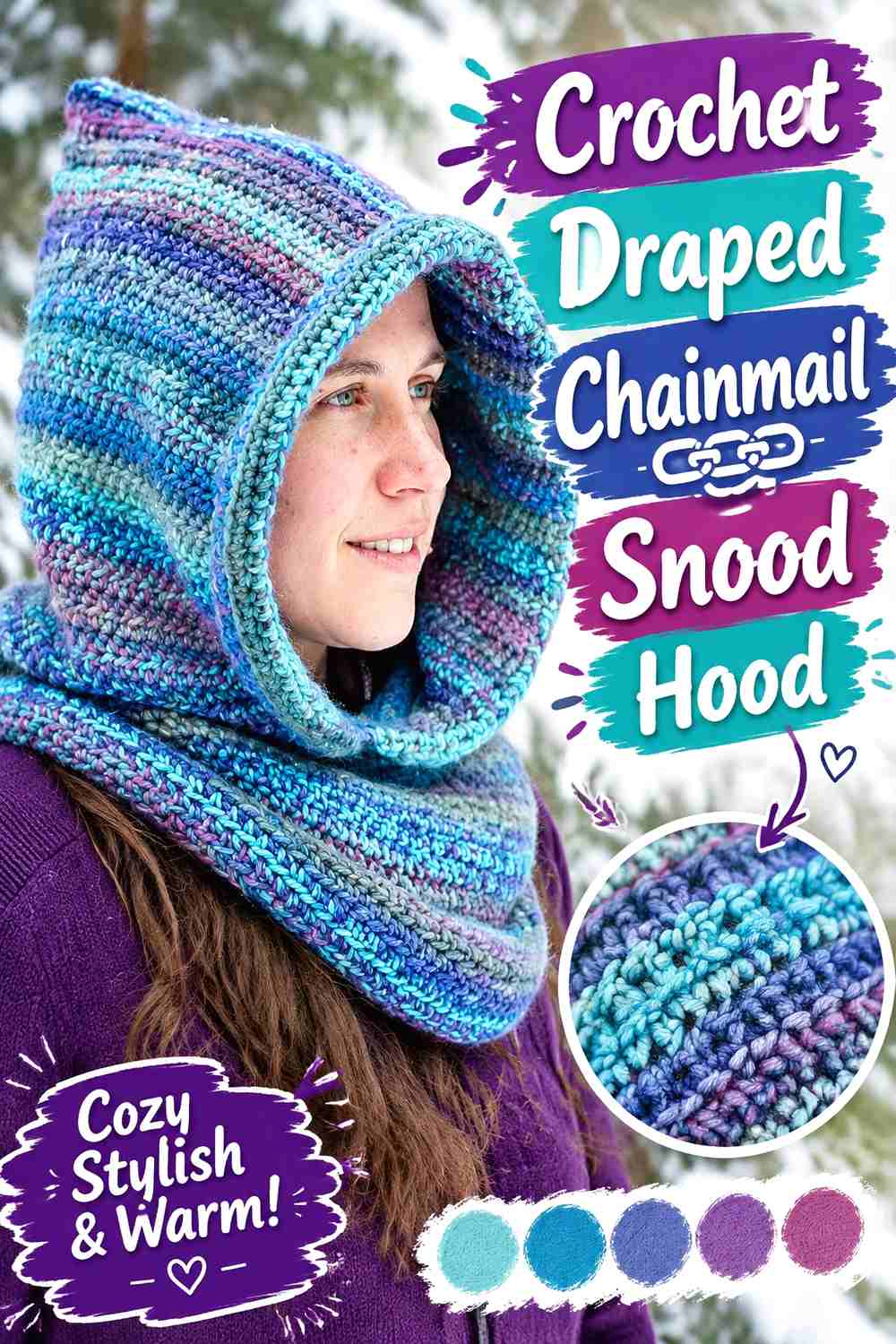 7. Crochet Draped Chainmail Snood Hood