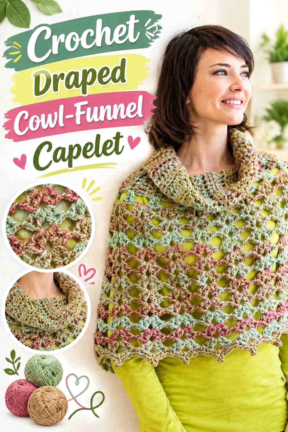 3. Crochet Draped Cowl Funnel Capelet