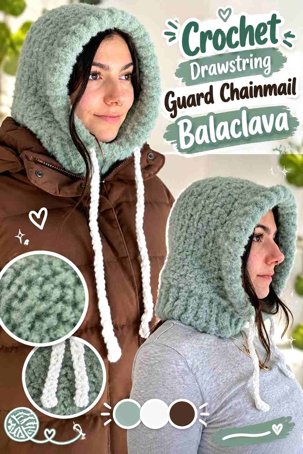 4. Crochet Drawstring Guard Chainmail Balaclava