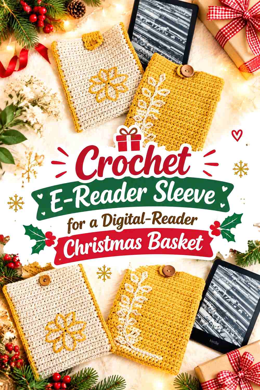 3. Crochet E-Reader Sleeve for a Digital-Reader Christmas Basket