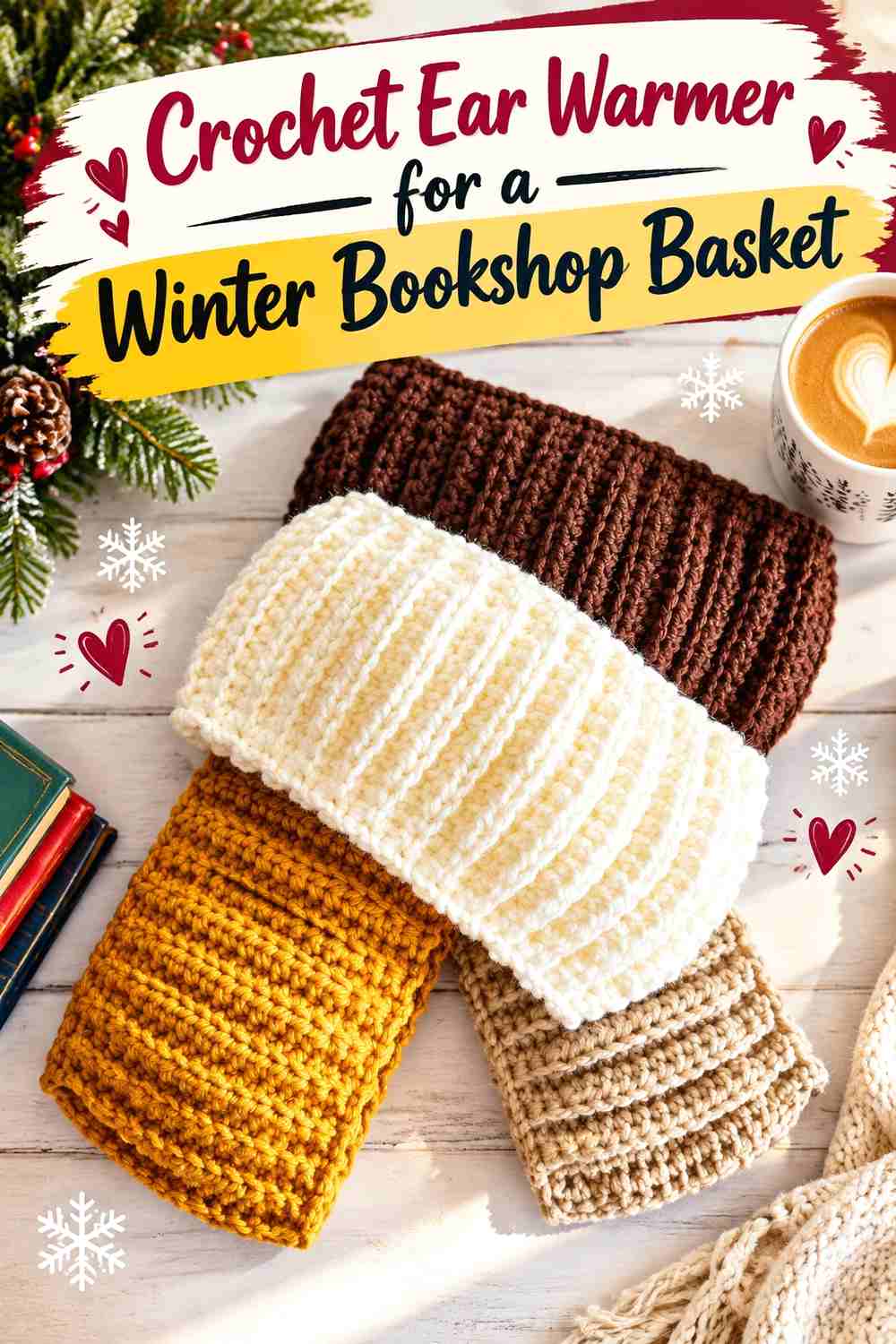 11. Crochet Ear Warmer for a Winter Bookshop Basket