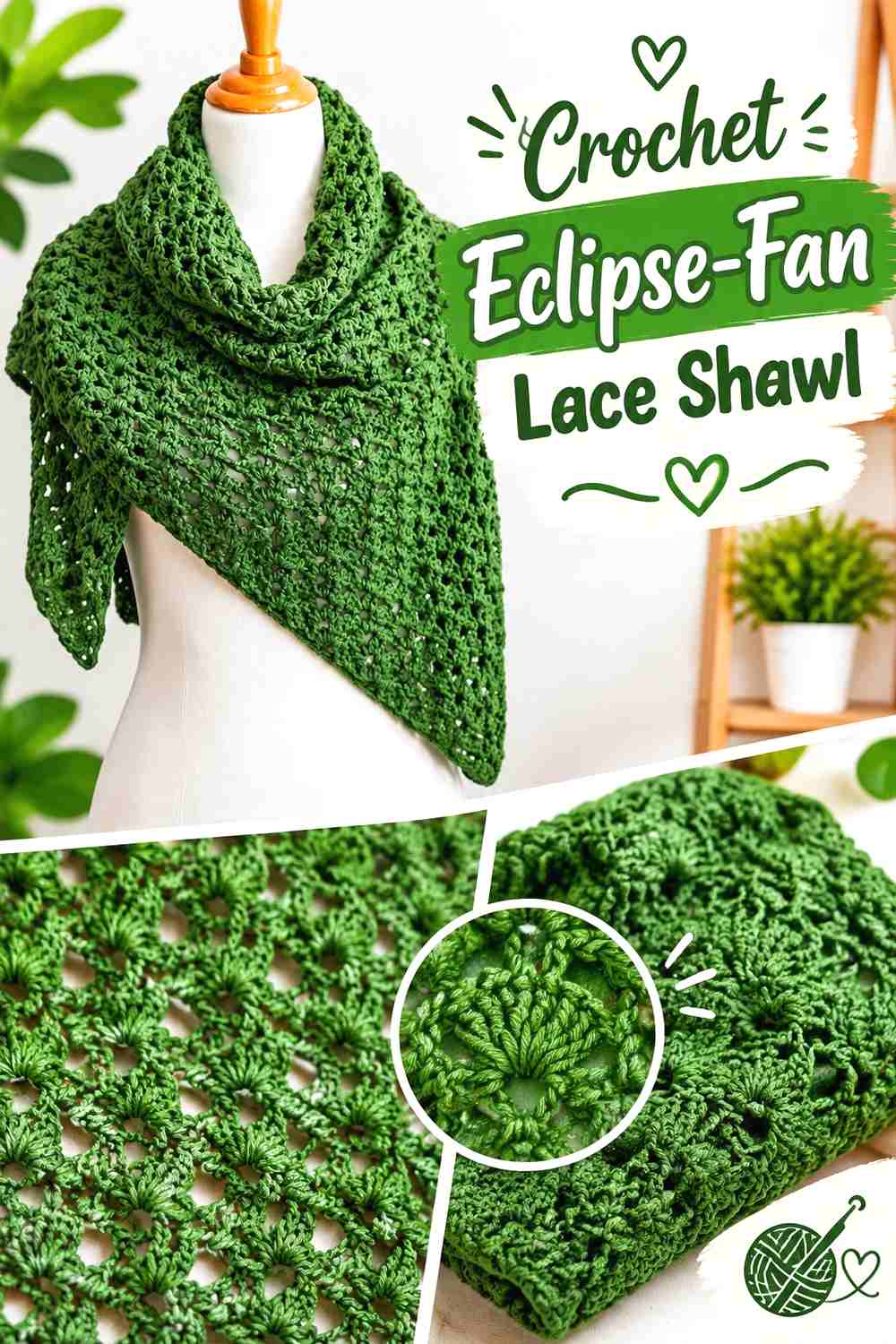 10. Crochet Eclipse Fan Lace Shawl