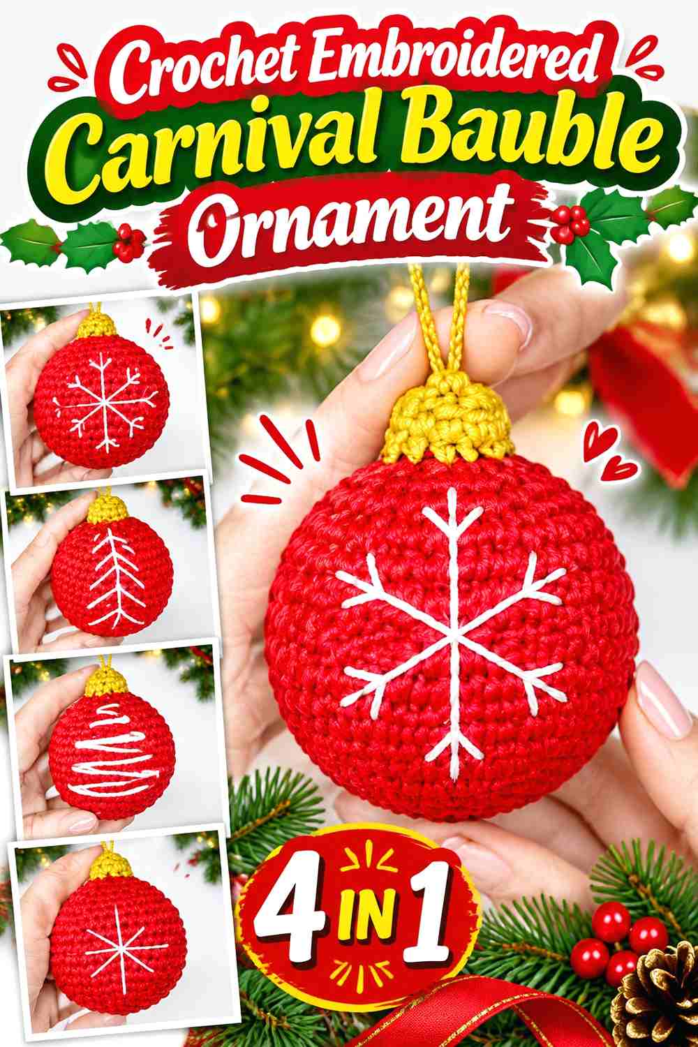7. Crochet Embroidered Carnival Bauble Ornament