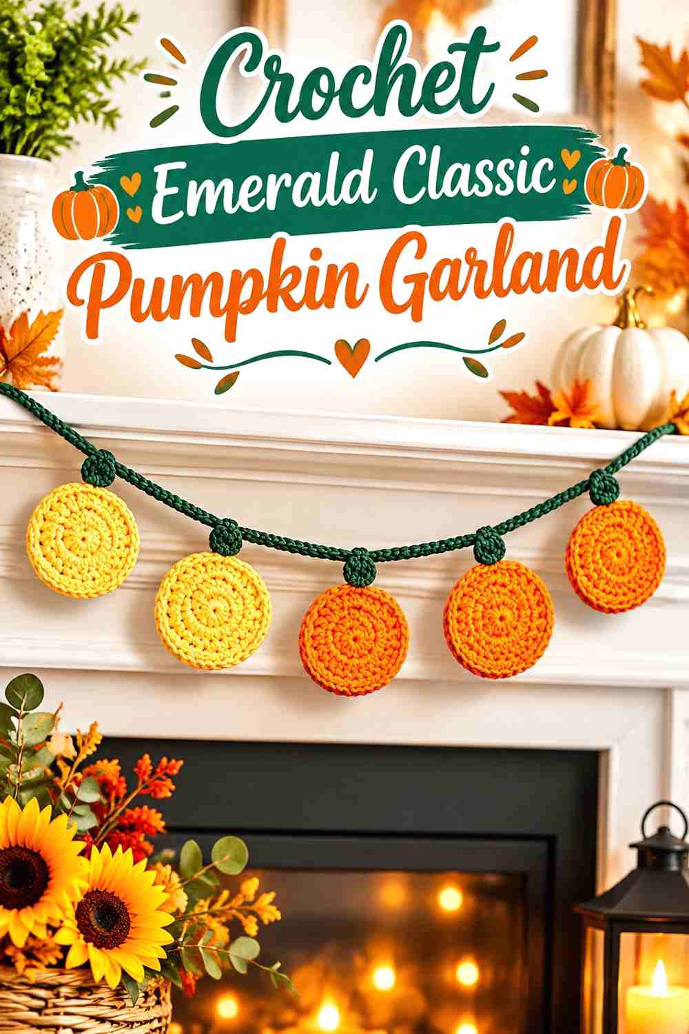 Crochet Emerald Classic Pumpkin Garland