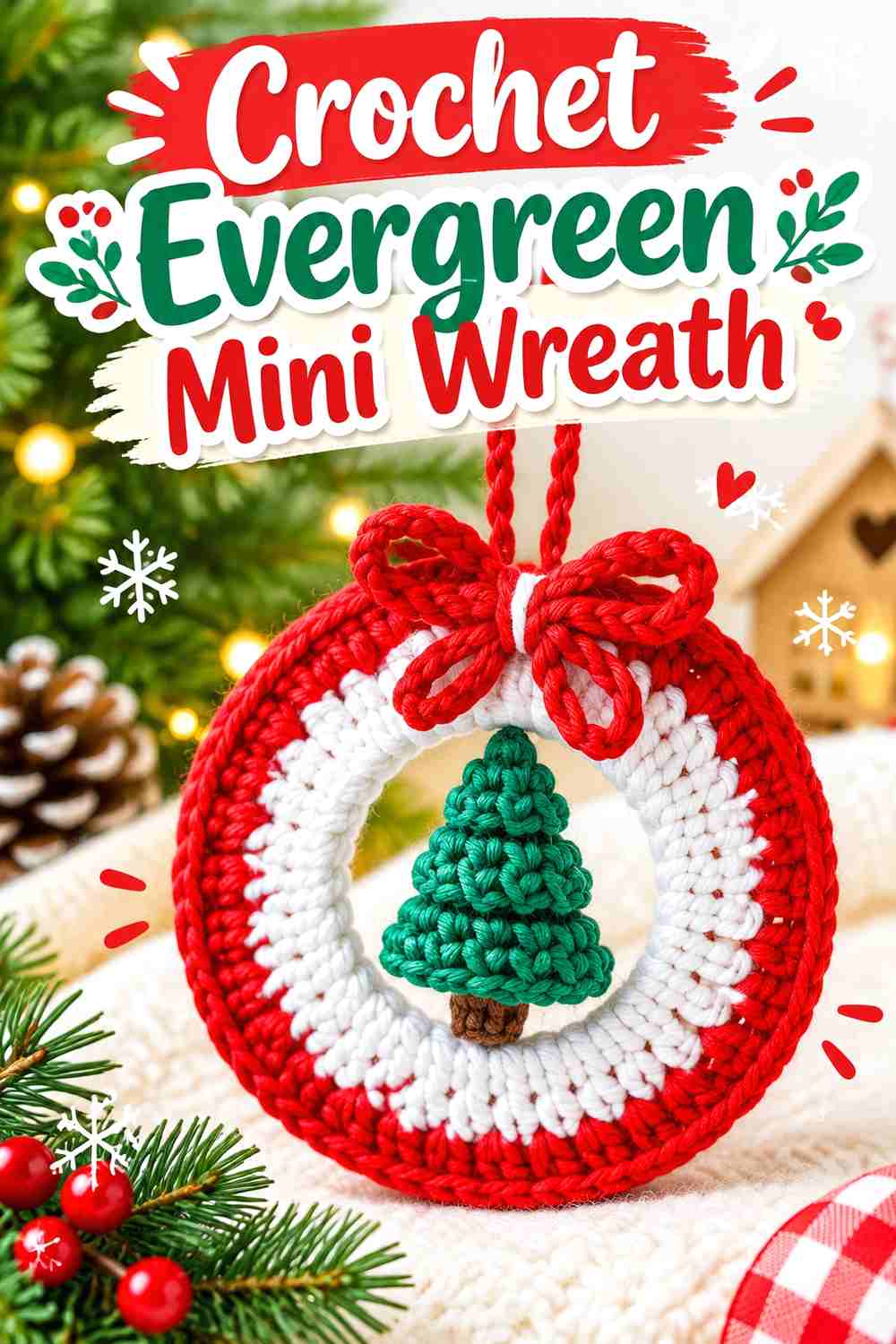 5. Crochet Evergreen Mini Wreath