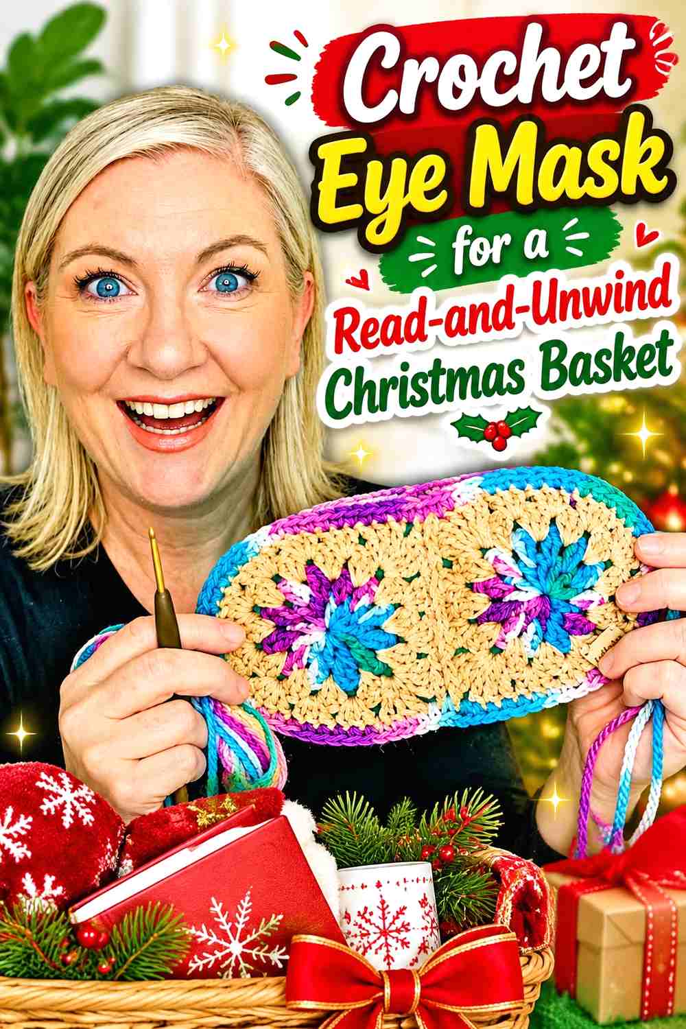 15. Crochet Eye Mask for a Read-and-Unwind Christmas Basket
