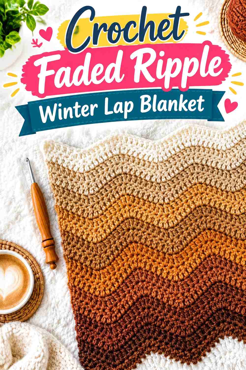 10. Crochet Faded Ripple Winter Lap Blanket
