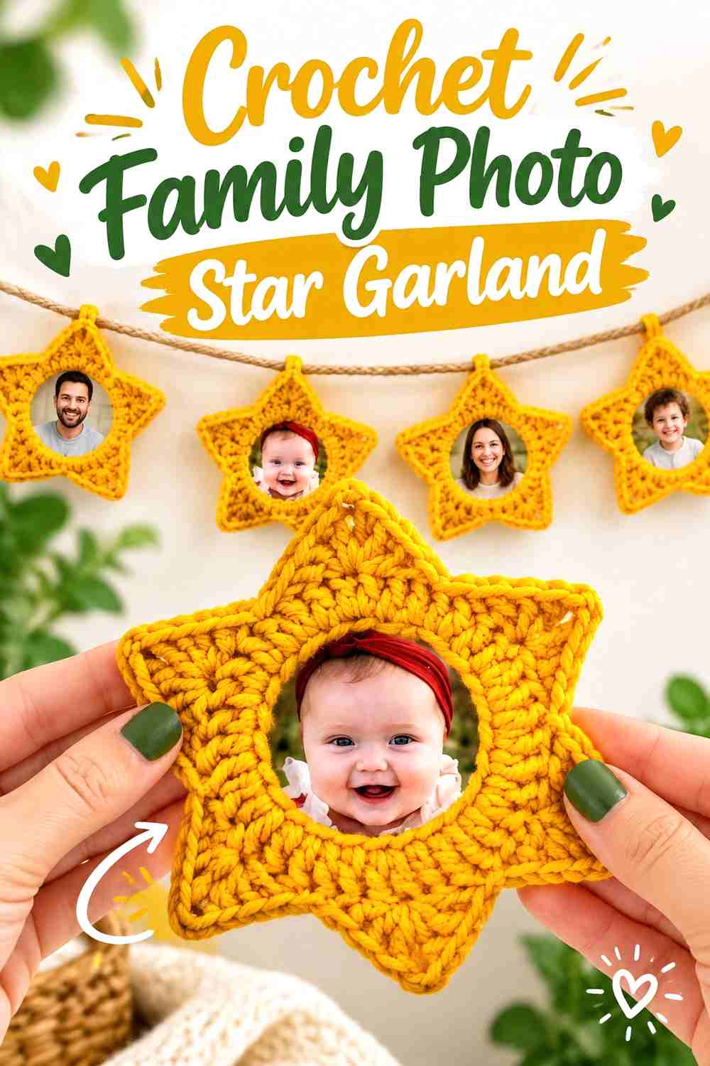 15. Crochet Family Photo Star Garland
