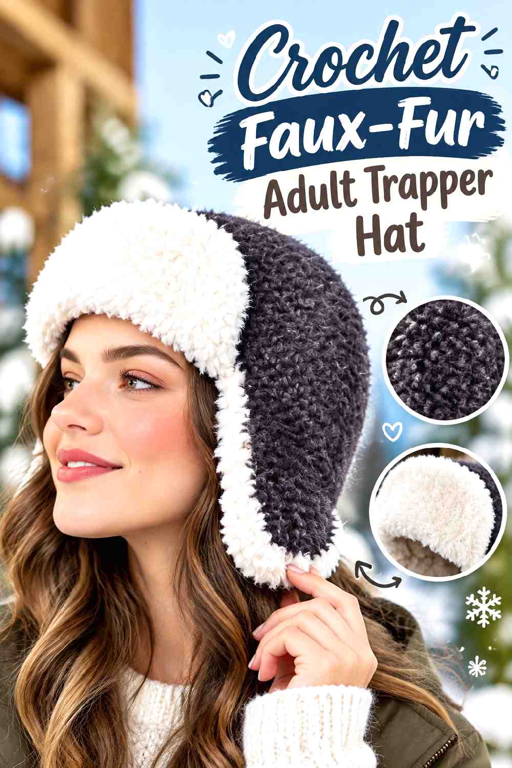 4. Crochet Faux Fur Adult Trapper Hat