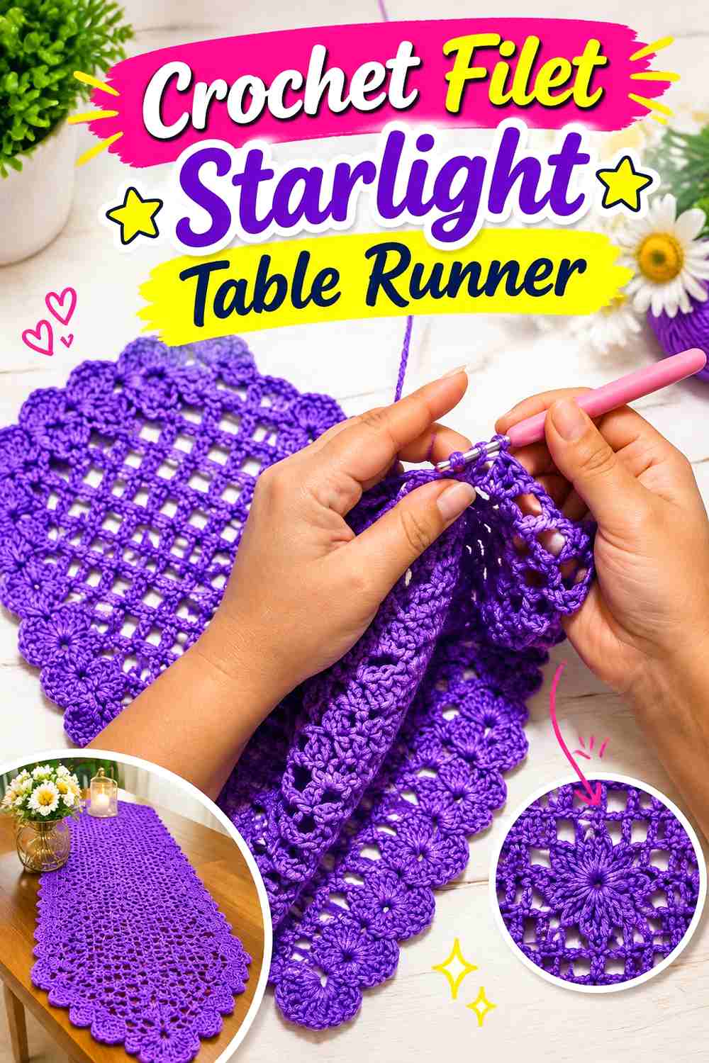3. Crochet Filet Starlight Table Runner
