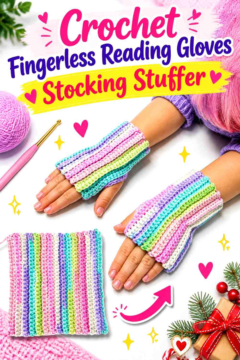 15. Crochet Fingerless Reading Gloves Stocking Stuffer