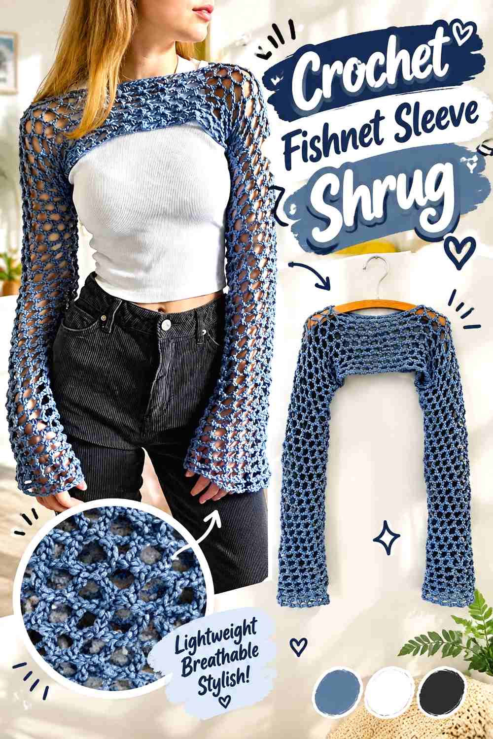 12. Crochet Fishnet Sleeve Shrug