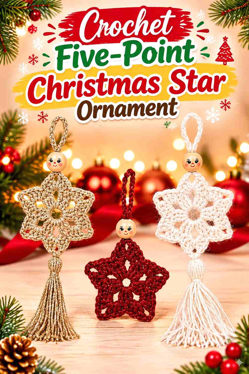 13. Crochet Five-Point Christmas Star Ornament