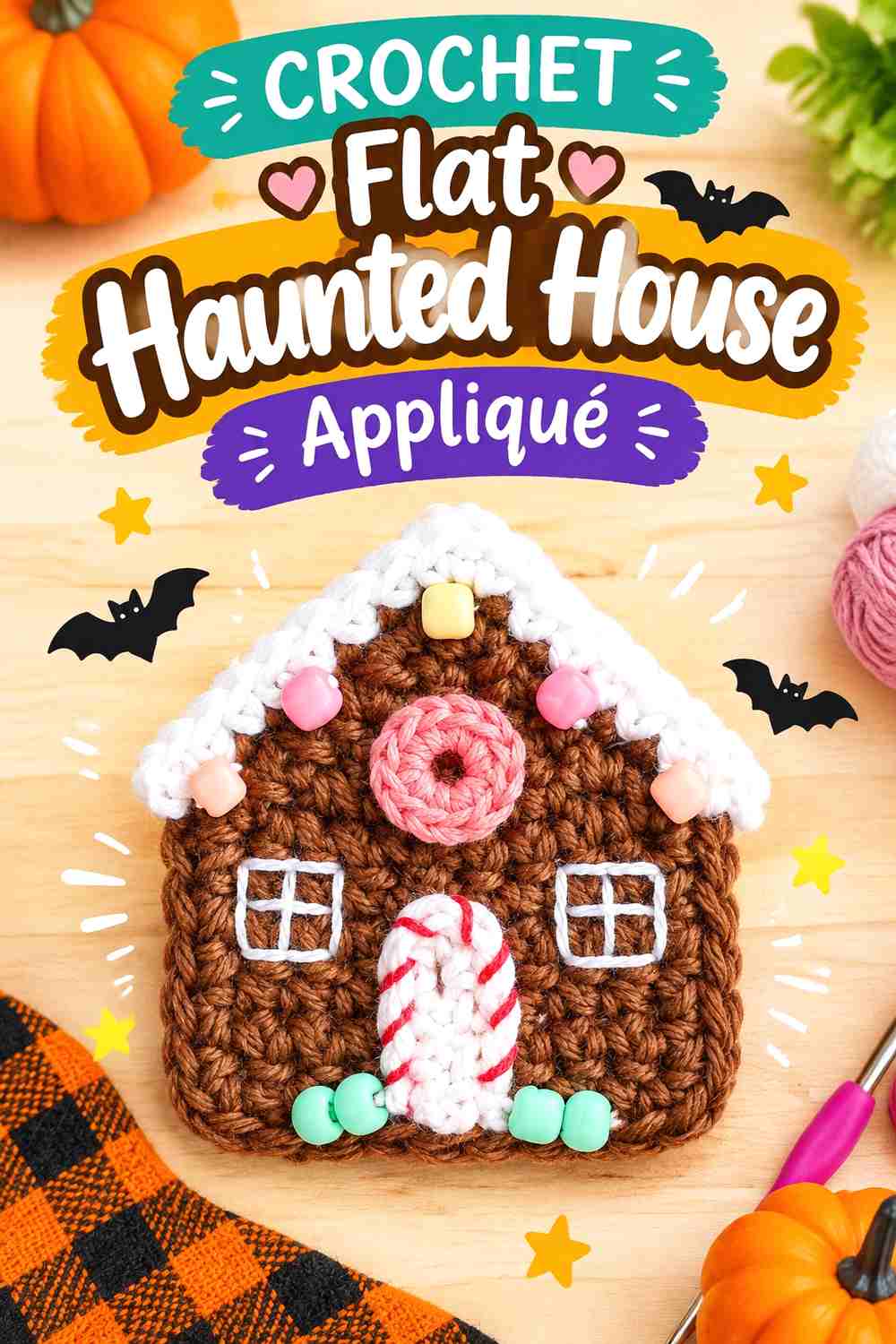 16. Crochet Flat Haunted House Appliqué
