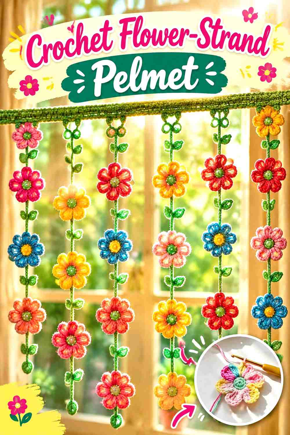 16. Crochet Flower-Strand Pelmet