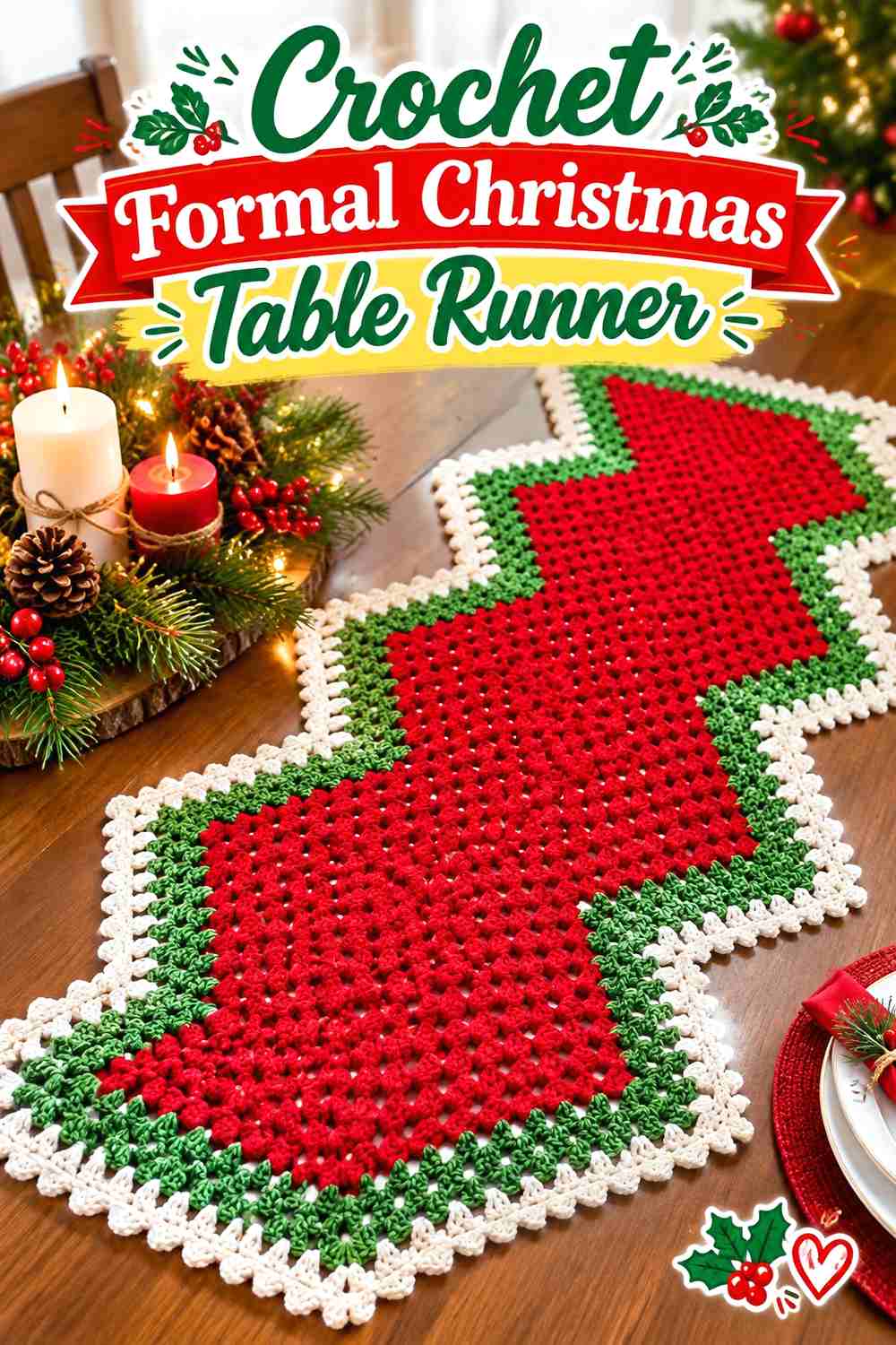 19. Crochet Formal Christmas Table Runner