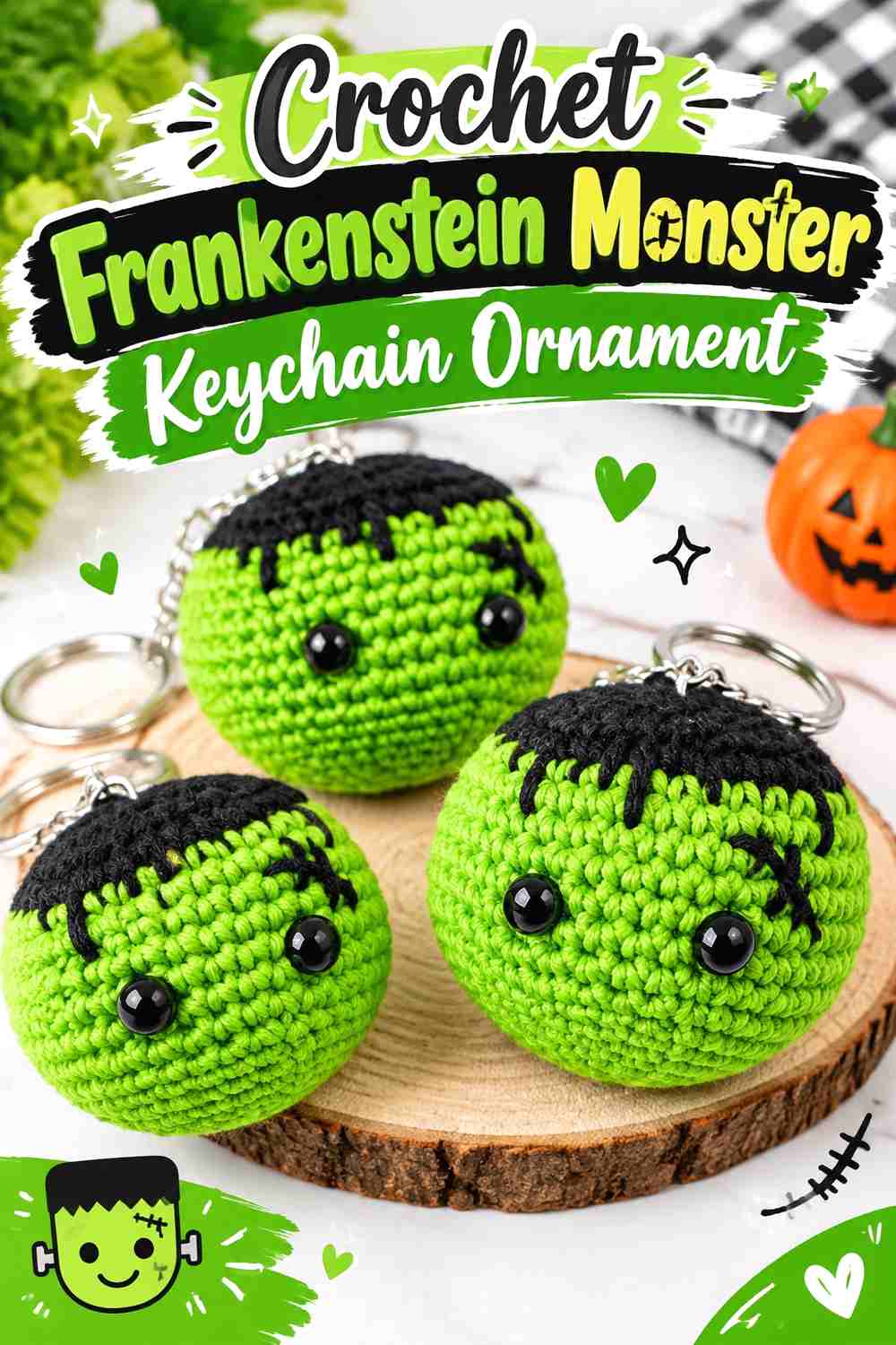 10. Crochet Frankenstein Monster Keychain Ornament