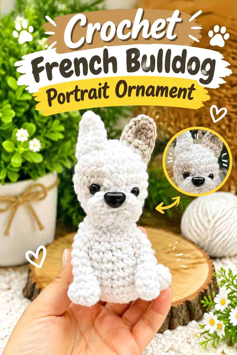 6. Crochet French Bulldog Portrait Ornament