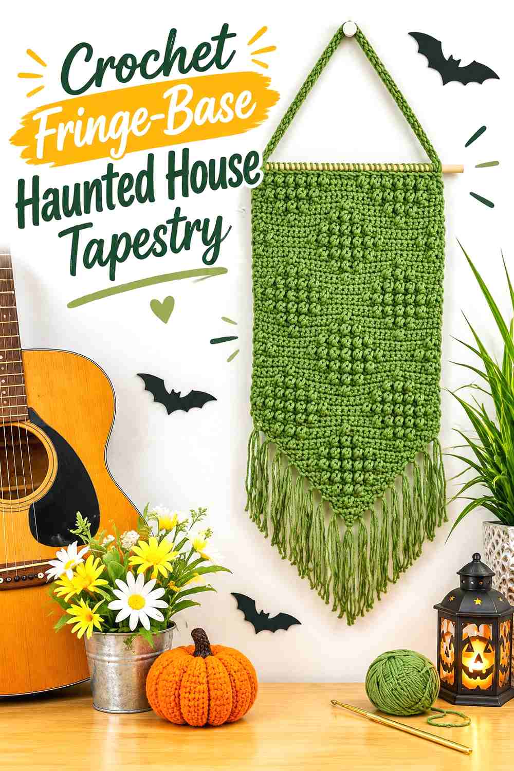 15. Crochet Fringe Base Haunted House Tapestry