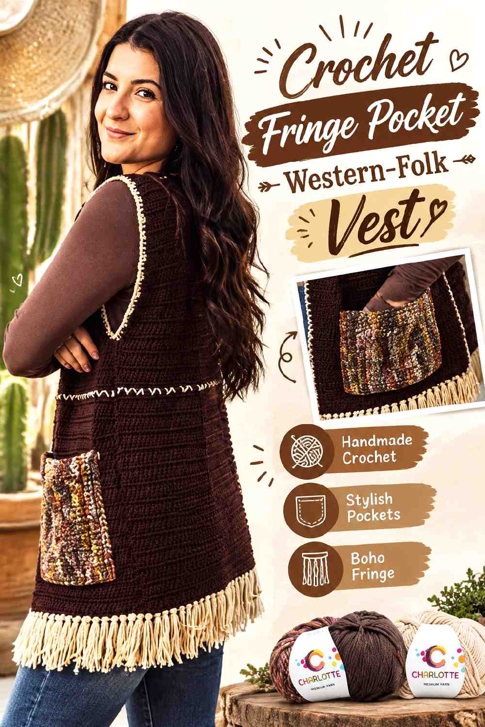 10. Crochet Fringe Pocket Western Folk Vest