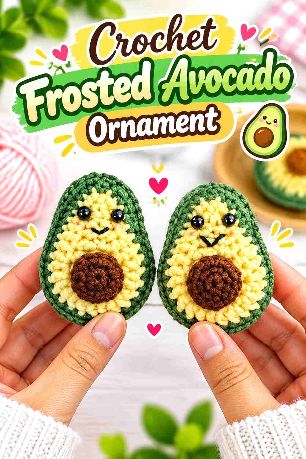 16. Crochet Frosted Avocado Ornament