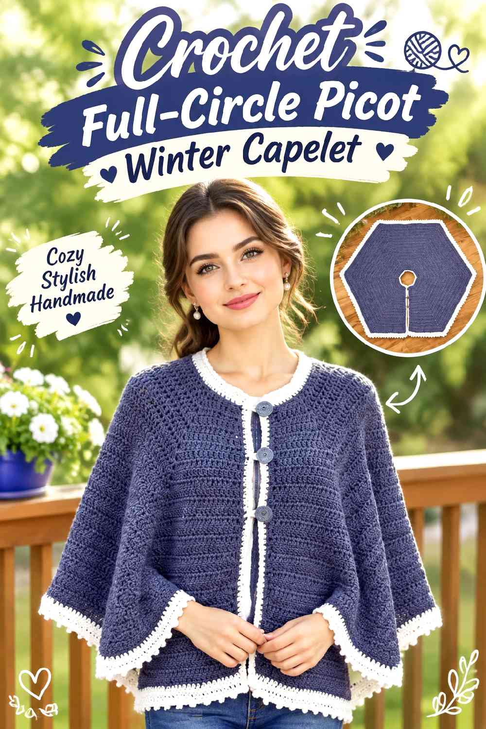 12. Crochet Full-Circle Picot Winter Capelet