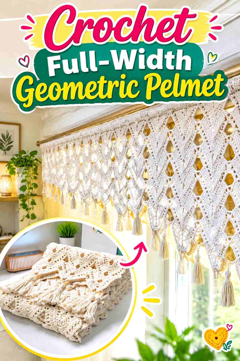 8. Crochet Full-Width Geometric Pelmet