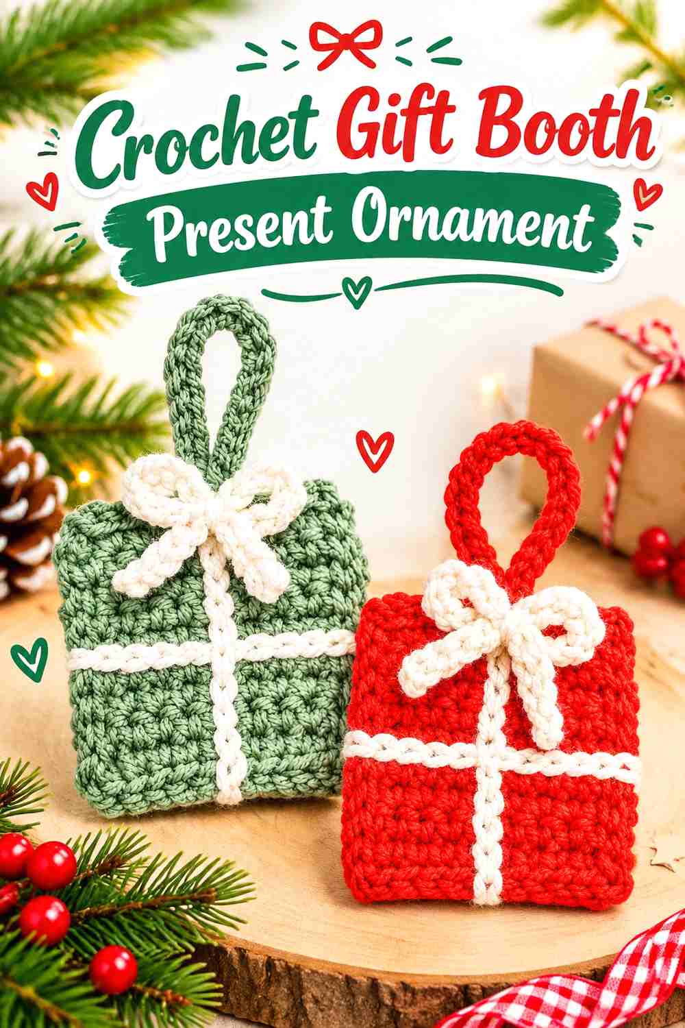 9. Crochet Gift Booth Present Ornament