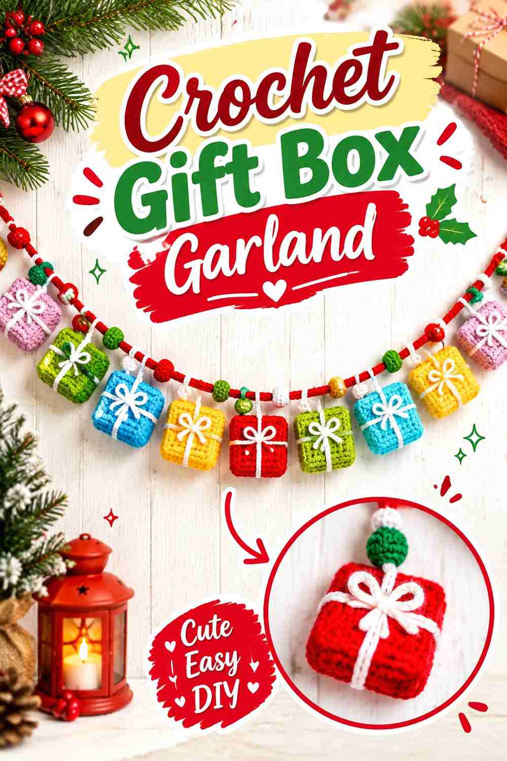 12. Crochet Gift Box Garland