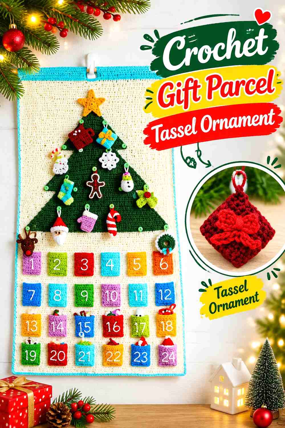 6. Crochet Gift Parcel Tassel Ornament